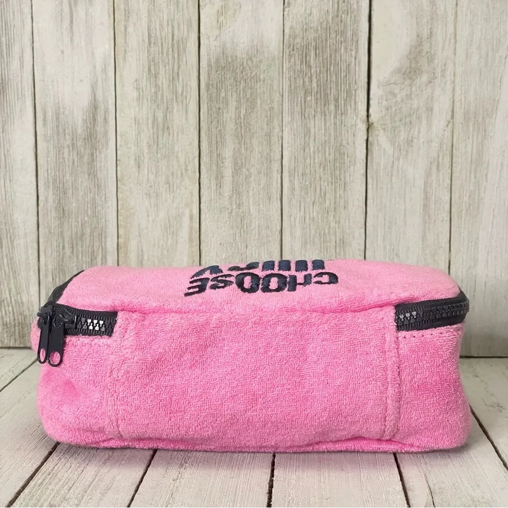 Retro Y2k Juicy Couture Terry Cloth Zip Around Cosmetic Pouch Bag